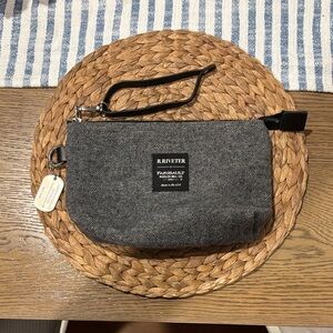 R.Riveter Gray Wristlet Bag Wool